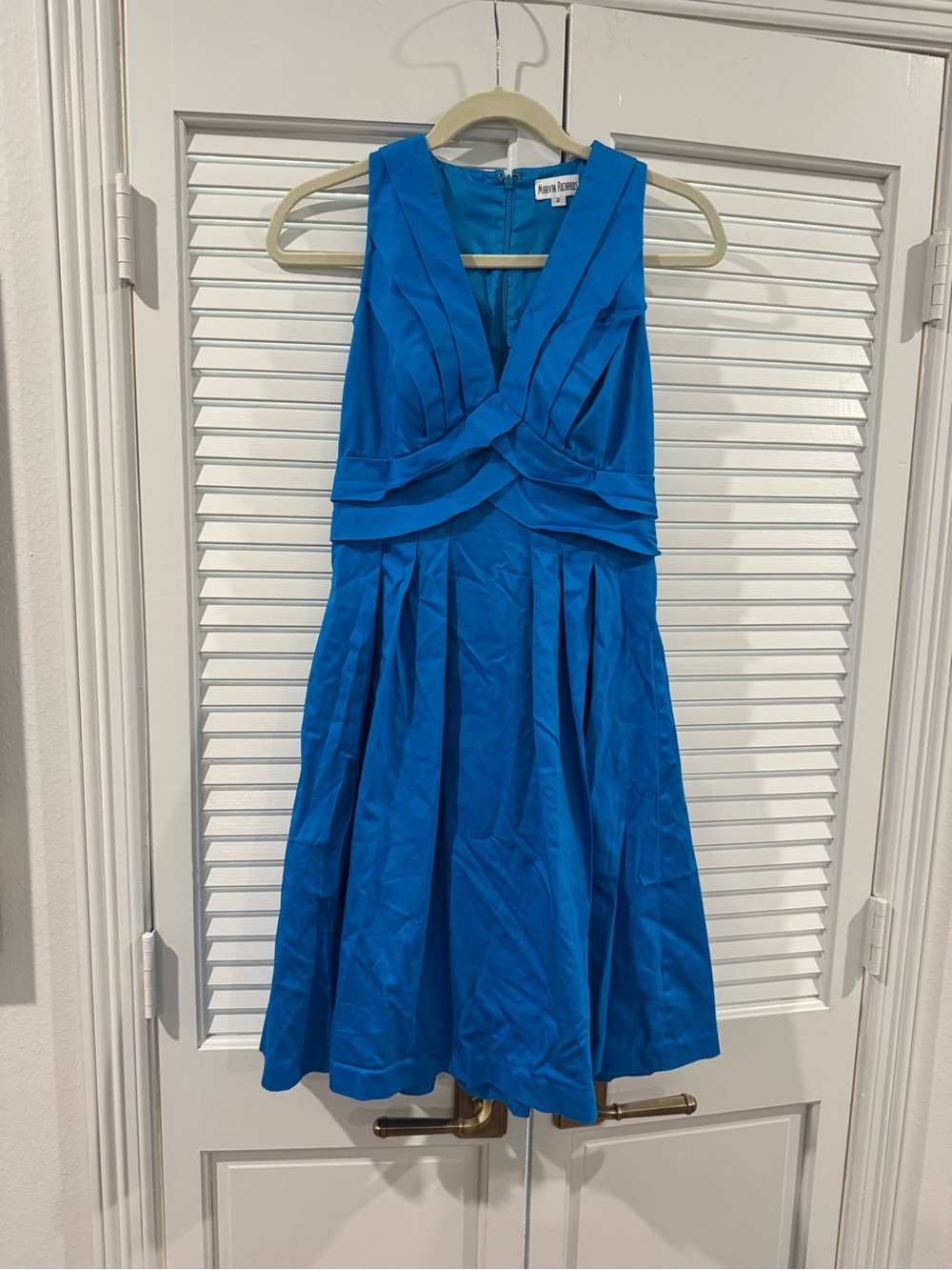 Marvin Richards Vibrant Blue Pleated Midi Dress